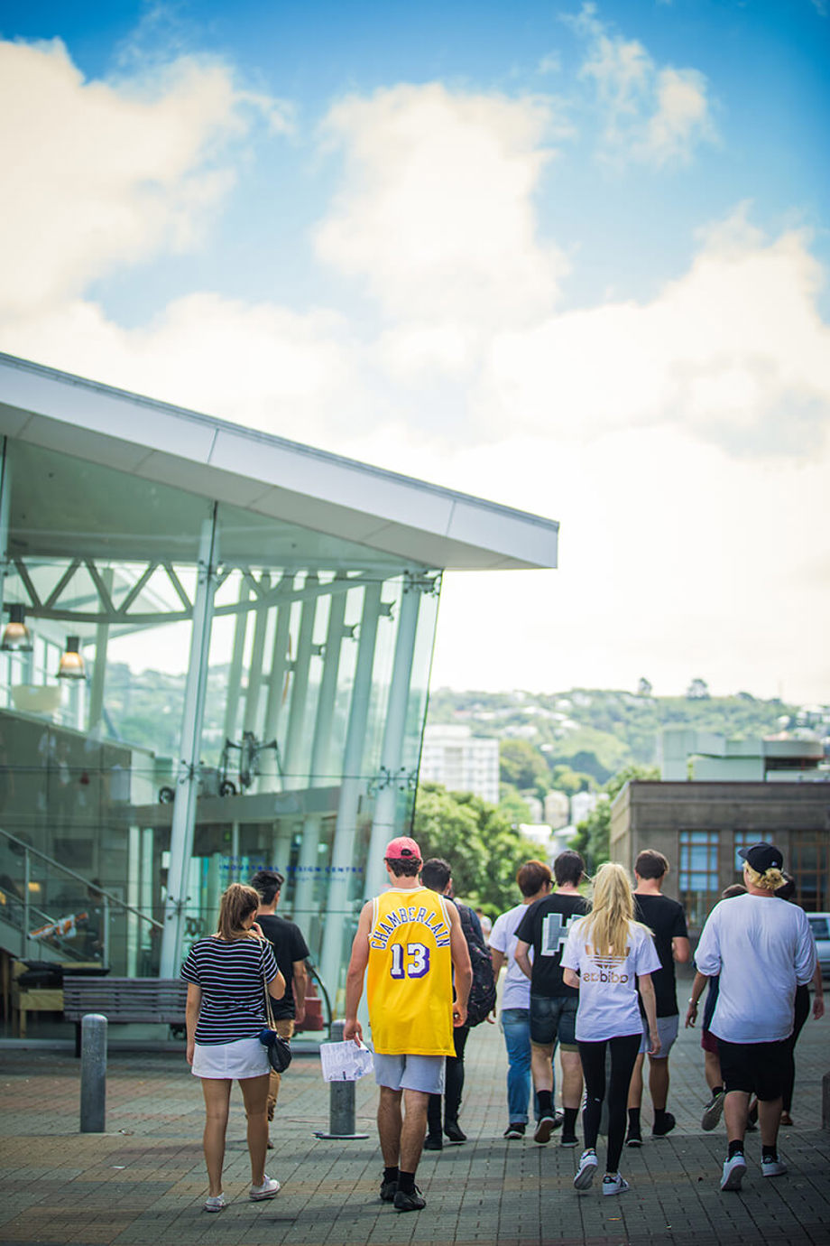 College tour at Block 11 Students on a tour of the Pukeahu campus, outside Block 11
